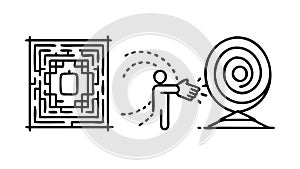 Maze Solution Target Icon: Problem Solving Strategy, vector design Generative AI