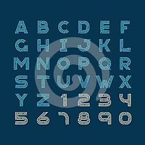 Maze tech letters linear style font. photo