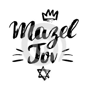 Mazel tov Calligraphic Lettering sign. Hand Drawn sketch doodles. Vector illustration