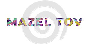 Mazel Tov Concept Retro Colorful Word Art Illustration