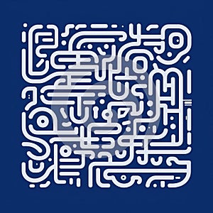 Mazelike Maze Illustration With Typographic Style And Robotic Motifs