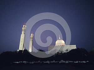Mazoon / Maizoon bint Ahmed Mosque at night, Muscat, Oman