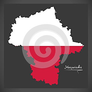 Mazowieckie map of Poland with Polish national flag illustration photo