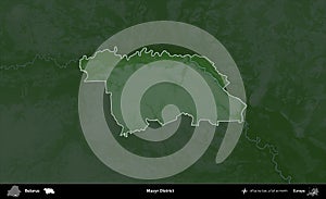 Mazyr District highlighted, Belarus. Physical