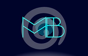 mb m b blue line circle alphabet letter logo icon template vector design