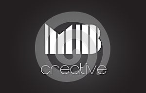 MB M B Letter Logo Design With White and Black Lines.