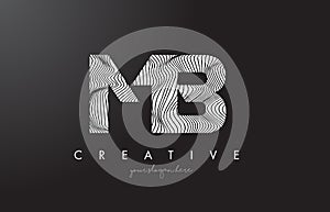 MB M B Letter Logo with Zebra Lines Texture Design Vector.