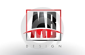 MB M B Logo Letters with Red and Black Colors and Swoosh.