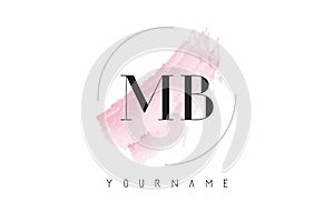 MB M B Watercolor Letter Logo Design with Circular Brush Pattern