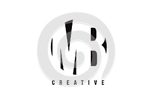 MB M B White Letter Logo Design with Circle Background.