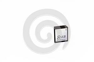 8 mb mmc memory card on white background.