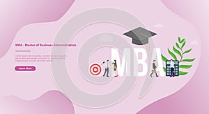 Mba master of business administration business concept education degree with modern flat style for website template or landing
