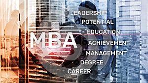 MBA - Master of business administration, e-learning, education and personal development concept