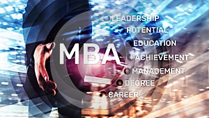 MBA - Master of business administration, e-learning, education and personal development concept