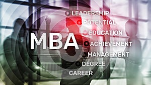MBA - Master of business administration, e-learning, education and personal development concept
