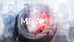 MBA - Master of business administration, e-learning, education and personal development concept
