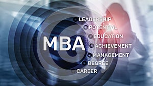 MBA - Master of business administration, e-learning, education and personal development concept
