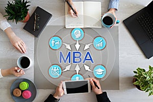 MBA Master Business administration education learning concept. Personal development.