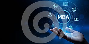 MBA Master of business administration education personal development concept.
