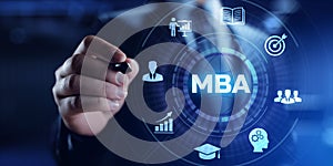 MBA Master of business administration education personal development concept.