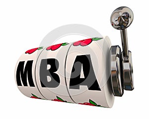 MBA Master Business Administration Slot Machine Weels 3d Illustration