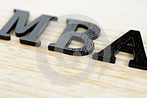 MBA sign on wood background