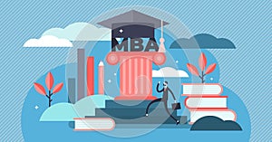 MBA vector illustration. Tiny Master Business Administration person concept photo