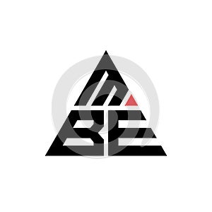 MBE triangle letter logo design with triangle shape. MBE triangle logo design monogram. MBE triangle vector logo template with red