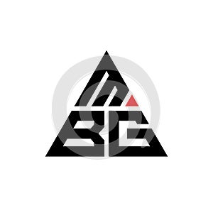 MBG triangle letter logo design with triangle shape. MBG triangle logo design monogram. MBG triangle vector logo template with red