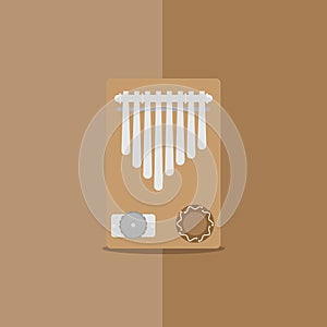 Mbira or thumb piano flat vector design