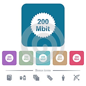 200 mbit guarantee sticker flat icons on color rounded square backgrounds photo