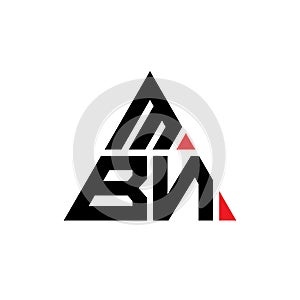 MBN triangle letter logo design with triangle shape. MBN triangle logo design monogram. MBN triangle vector logo template with red