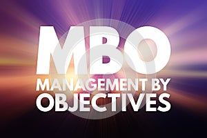MBO - Management By Objectives acronym, business concept background photo
