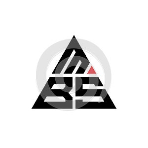 MBS triangle letter logo design with triangle shape. MBS triangle logo design monogram. MBS triangle vector logo template with red