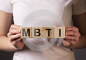 MBTI acronym. Psychology concept of people typology