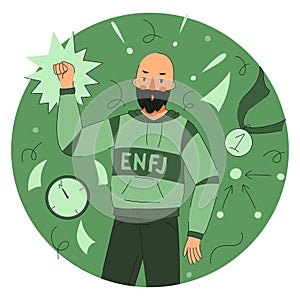 Mbti concept. Protagonist character. Flat vector