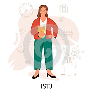 MBTI person types concept. Socionics mbti. Personality test. Flat vector illustration