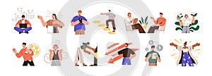 MBTI person types set. Different mindsets, behavior models, mental perceiving and thoughts. Psychological concept photo