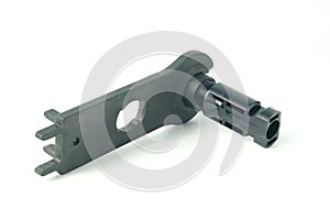 MC4 connector solar panel on white background