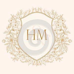 HM Initial Wedding Monogram Logo Crest
