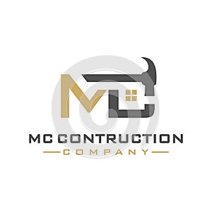 MC letter construction logo design photo