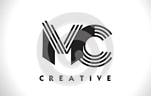 MC Logo Letter With Black Lines Design. Line Letter Vector Illus