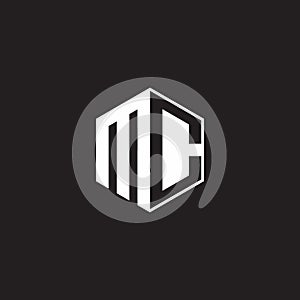 MC Logo monogram hexagon with black background negative space style