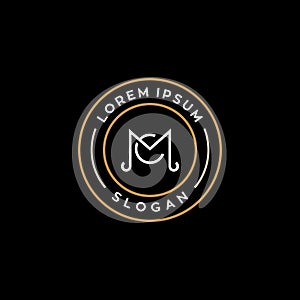 MC M C CM logo logotype icon elegant luxury design , badge logo with monogram line linear outline icon suitable for business brand