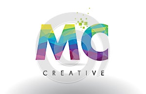 MC M C Colorful Letter Origami Triangles Design Vector.