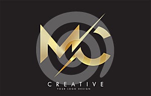 MC M C Golden Letter Logo Design with a Creative Cut