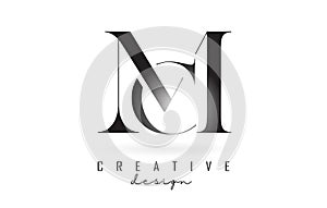 MC m c letter design logo logotype concept with serif font and elegant style vector illustration