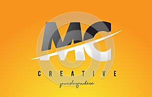 MC M C Letter Modern Logo Design with Yellow Background and Swoosh. photo