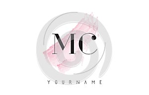 MC M C Watercolor Letter Logo Design with Circular Brush Pattern photo