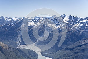 McBride valley scree slope on Dart river valley, from south-west,  New Zealand